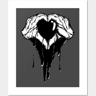 Heart Hands With Dripping Black Ink Posters and Art